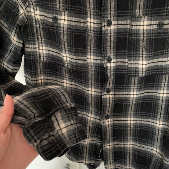 Native youth plaid button down black grey small - Picture 7 of 9